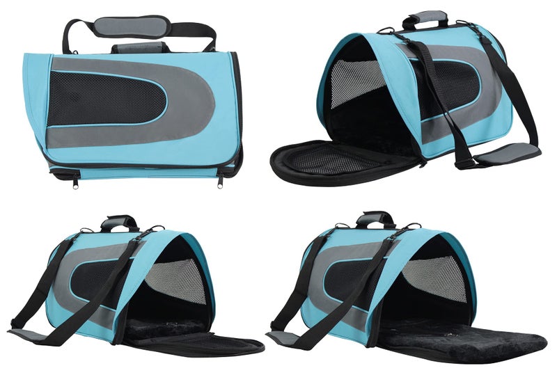 EliteField Deluxe Soft Pet Carrier (3 Year Warranty, Airline Approved), Multiple Sizes and Colors Available (20" L x 11" W x 11" H, Sky Blue+Gray) - Image 4